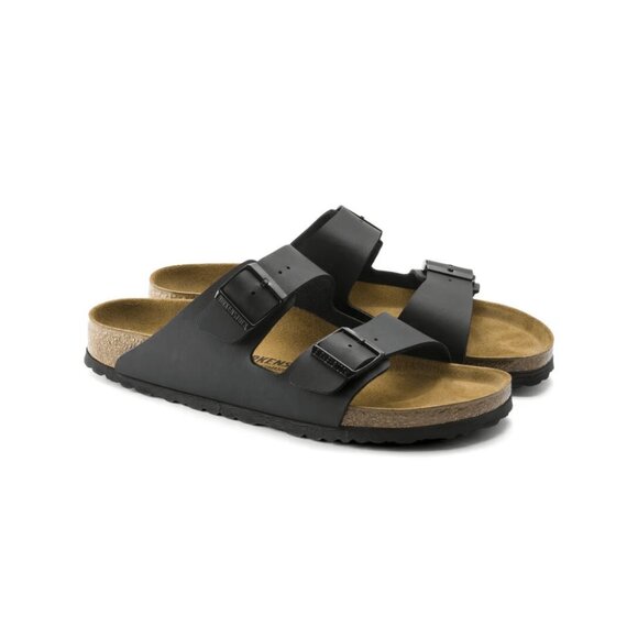 Birkenstock Arizona Birko-flor Black Leather Unisex Sandal Hard Footbed main image 4
